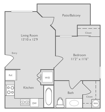 A1U-1 bedroom, 1 bathroom 3304 floor plan